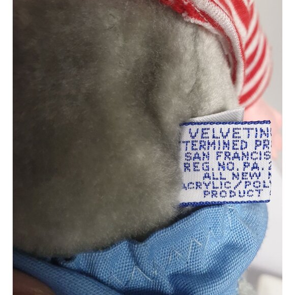 VTG Velveteen Mouse 12" Stuffed Animal Sailor Hat Striped Shirt 1981 RARE HTF - Picture 7 of 7